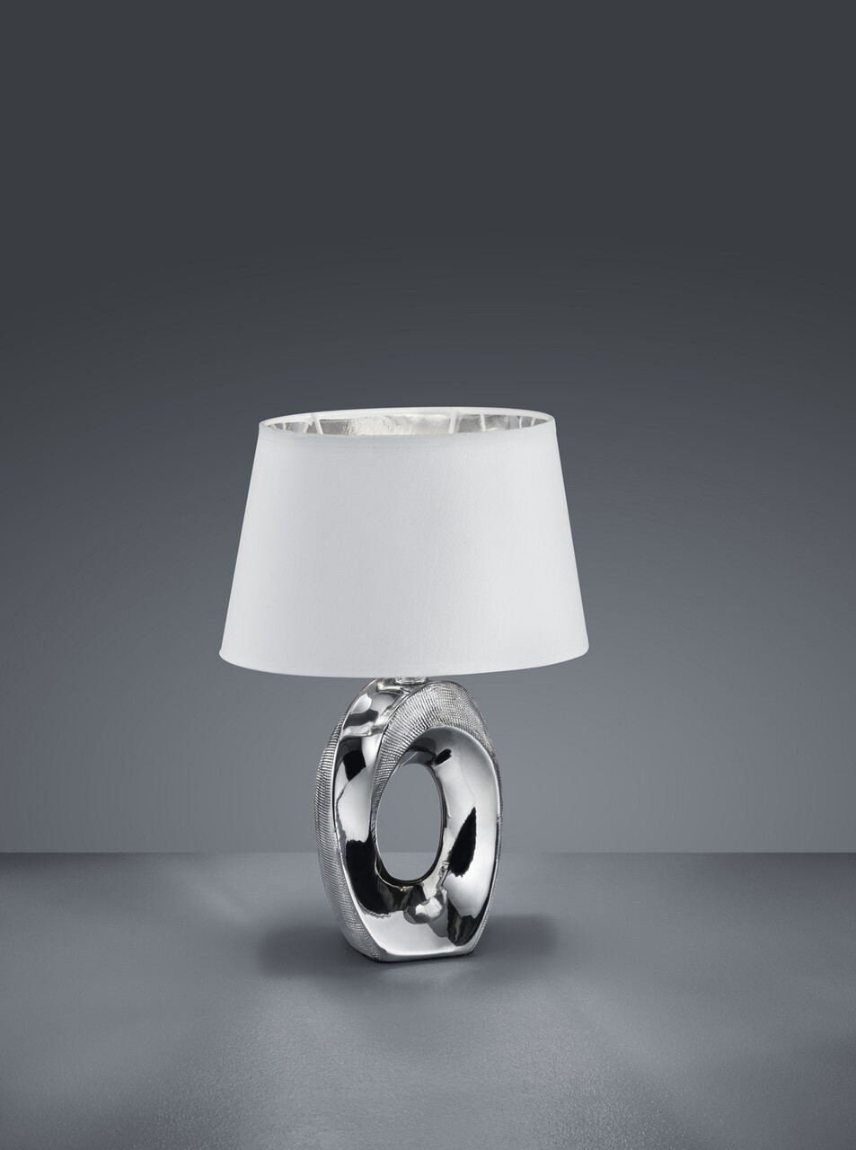Lampa de masa Taba, RL, 23x16x33 cm, 40W, 1x E14, ceramica, argintiu/alb - imagine 3
